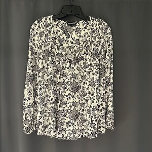 Express Black and White Floral Blouse